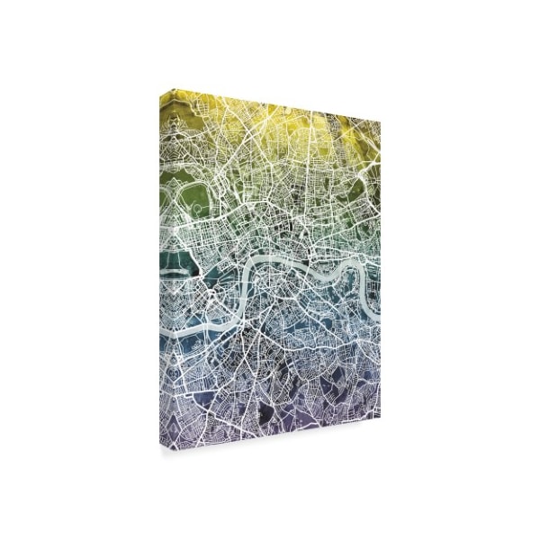 Michael Tompsett 'London England Street Map Blue Yellow' Canvas Art,18x24